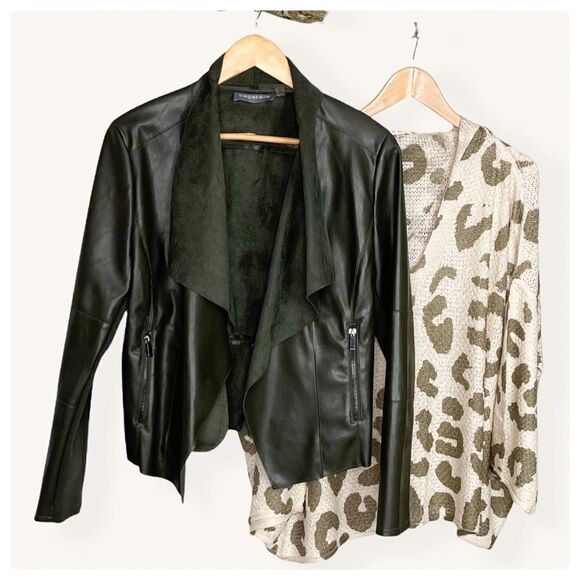 𝅺VEGAN Leather Olive  Jacket - Picture 4 of 10